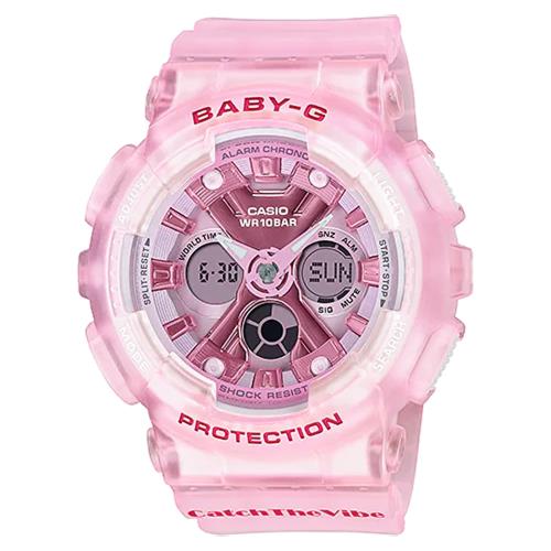 CASIO 卡西歐 Baby-G 嘻哈復古風格半透明雙顯手錶(BA-130CV-4A)