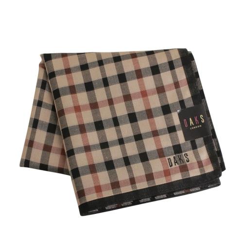 【DAKS】經典Logo格紋刺繡帕領巾(卡黑)
