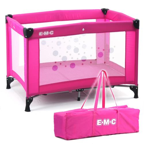 EMC 輕巧型安全嬰兒床(具遊戲功能)(桃紅) 