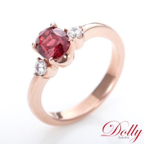 Dolly 14K金 天然尖晶石1克拉玫瑰金鑽石戒指(011)
