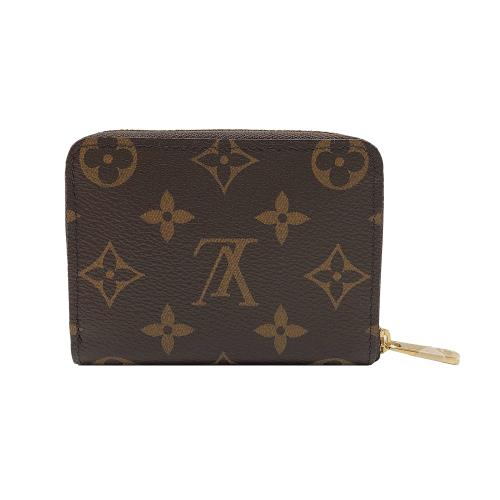 【Louis Vuitton】Monogram帆布拉鍊零錢包(M60067-咖)