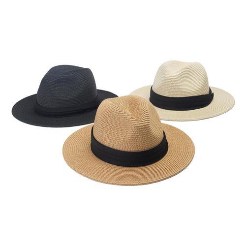 【米蘭精品】草帽爵士帽-簡約織帶裝飾巴拿馬帽男女帽子3色74bw4