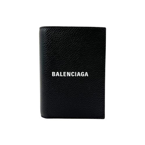 【Balenciaga】經典品牌logo牛皮對開短夾(681579-黑)