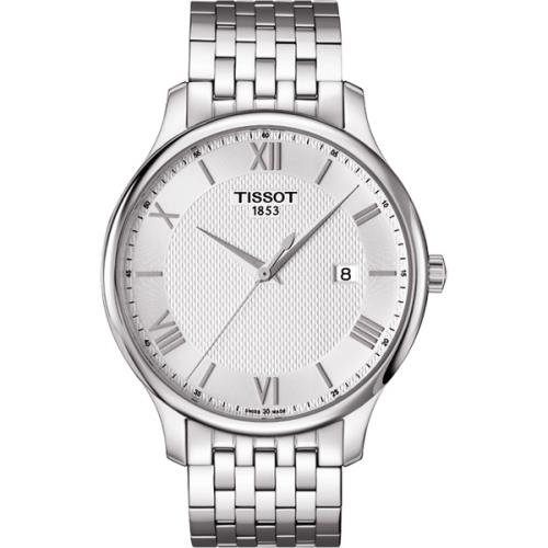 TISSOT Tradition 羅馬經典大三針石英腕錶-銀/42mm (T0636101103800)