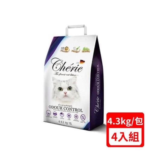 德國Cherie法麗-有機凝結杉木貓砂 4.3kg/10L X(4入組)