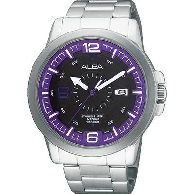 《ALBA》ACTIVE 爭霸天下時尚腕錶-黑x紫/44mm