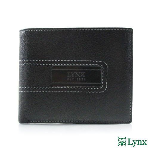 【Lynx】品牌烙印羊皮短夾(扣式零錢袋)