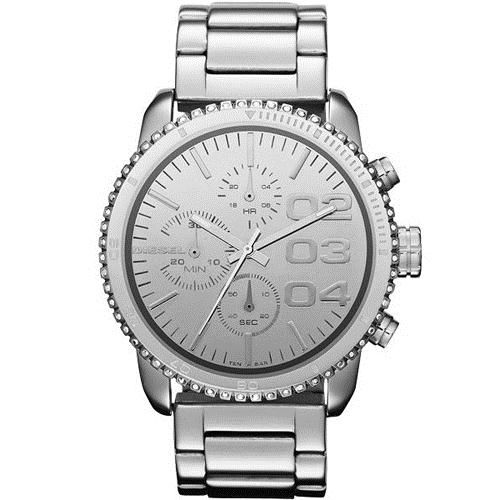 DIESEL 忍者戰將時尚晶鑽計時腕錶-銀 DZ5337