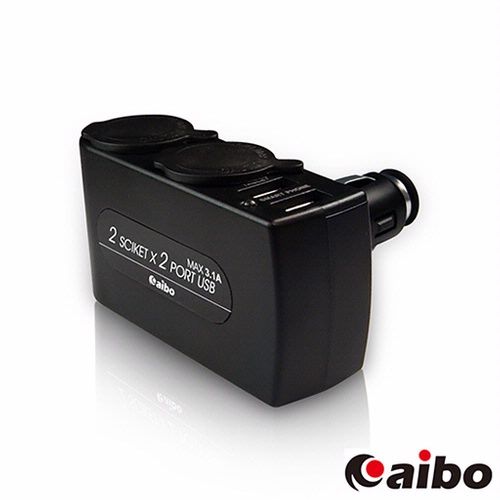 aibo AB431車用USB點煙器擴充座(雙USB埠+雙點煙器)-3100mA