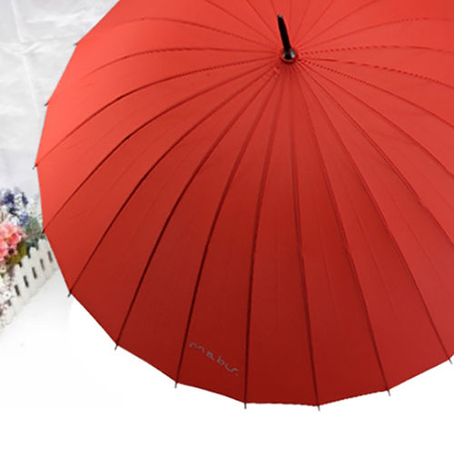 24支傘骨耐用手開直傘(晴雨傘)-紅色
