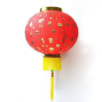 農曆春節   16吋百福字大紅綢布燈籠 (一組兩入不含燈)
