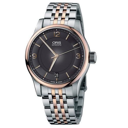 Oris Classic Date 經典都會時尚機械腕錶-黑/雙色版 733.7578.43.34MB