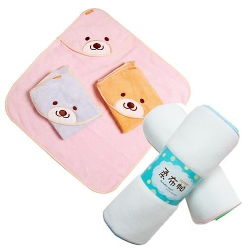 【COTEX可透舒】可愛寶寶沐浴二件組(微笑貝爾熊浴巾+柔布帕)