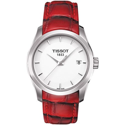 TISSOT T-Trend Couturier Lady 時尚簡約腕錶-白/紅 T0352101601101