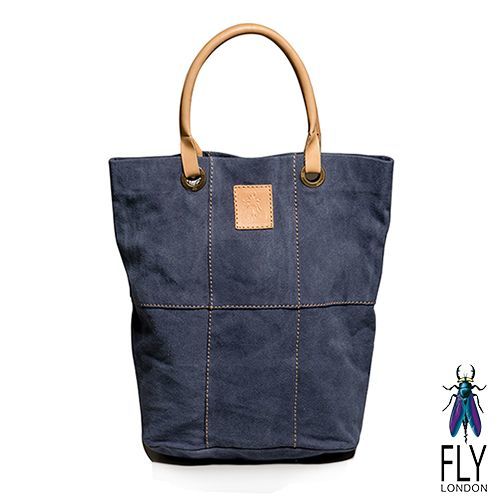 Fly London - SIX PIECES FLY水洗帆布牛皮手提長袋 - 自在藍