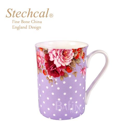 【Stechcal】波蘭玫瑰骨瓷馬克杯-紫 350ml(W30M3099)