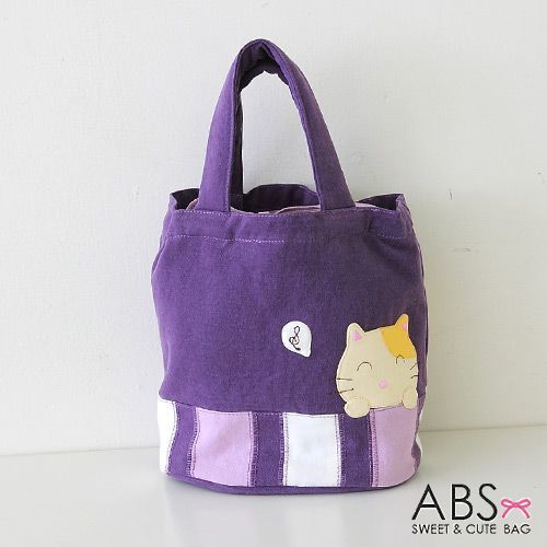 【ABS貝斯貓】束口貓提小提包 束口袋(88-155紫色)