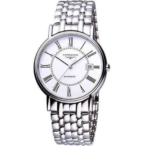 LONGINES Presence 經典羅馬機械腕錶-白L49214116 