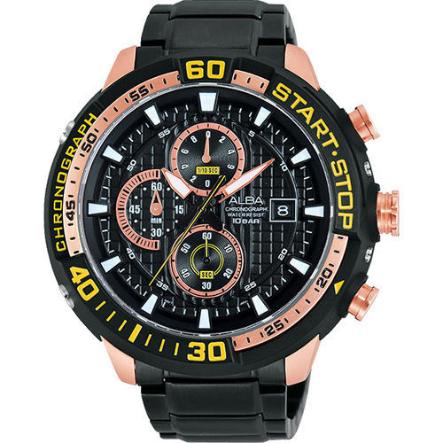 ALBA SignA 疾速奔馳計時腕錶-黑x玫瑰金VD57-X016K