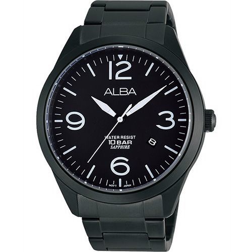 ALBA 街頭玩酷時尚藍寶石水晶腕錶-IP黑(VJ42-X126SD)