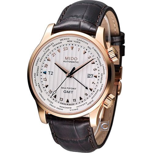 MIDO 美度 Multifort GMT世界時區鎖牙錶冠機械腕錶 M0059293603100