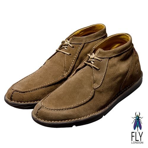 Fly London(男)★沙漠之歌 反毛皮低筒靴型休閒鞋 - 沙棕