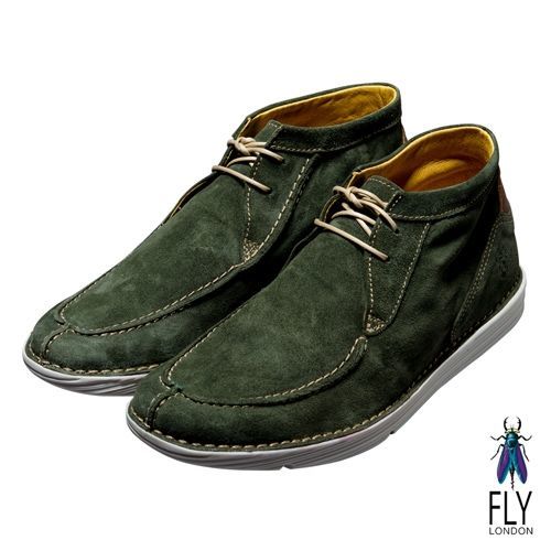 Fly London(男)★沙漠之歌 反毛皮低筒靴型休閒鞋 - 橄綠