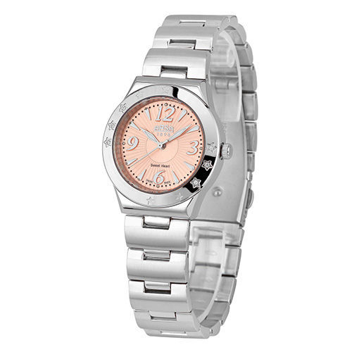 ARSA 流星雨晶鑽時尚腕錶-銀X玫瑰金-31mm