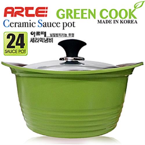 【韓國GREEN COOK】陶瓷不沾料理萬用湯鍋(24cm)+蓋