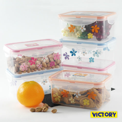 【VICTORY】900ml長形扣式食物密封保鮮盒(6入組)
