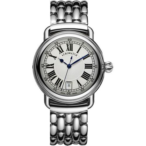 AEROWATCH Elegance 羅馬復刻機械腕錶-銀  A60900AA01M