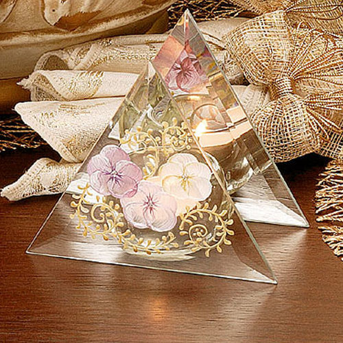 Madiggan貝斯麗 鬱金香系列手工彩繪玻璃三角燭台