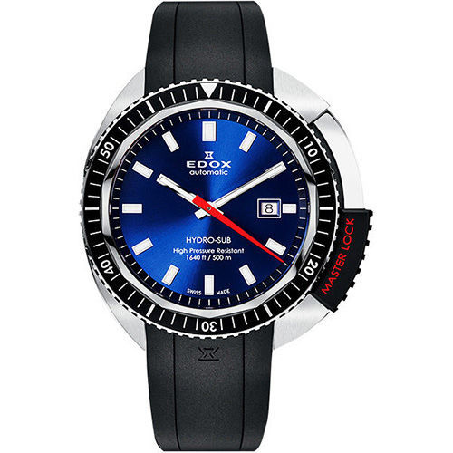 EDOX Hydro Sub 北極潛水500米機械腕錶-藍x黑/46mm E80301.3NCA.BUIN