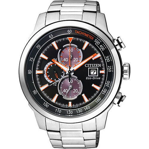 CITIZEN Eco-Drive 光動能疾速領先計時腕錶-黑x銀/45mm CA0574-54E
