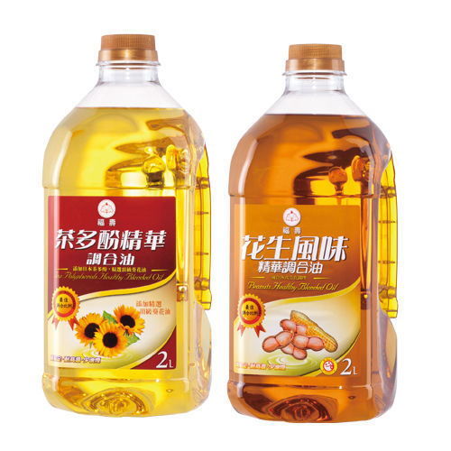 福壽-花生精華調合油2L+茶多酚精華調合油2L(各3入)