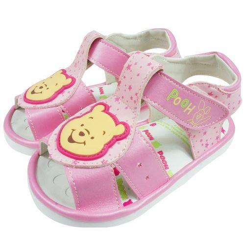 《布布童鞋》Disney迪士尼小熊維尼粉色寶寶嗶嗶學步涼鞋(13~15cm)MI8805G