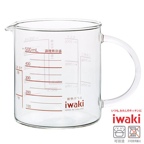 【iwaki】耐熱玻璃把手量杯500ml