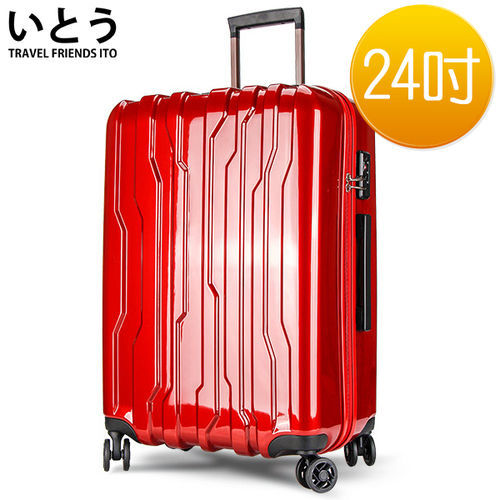 【正品Ito 日本伊藤いとう 潮牌】24吋 超輕PC拉鏈硬殼行李箱/登機箱 1009系列-紅色
