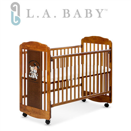 美國L.A. Baby 愛丁熊嬰兒床/搖擺中小床/原木床/童床(咖啡色/白色)