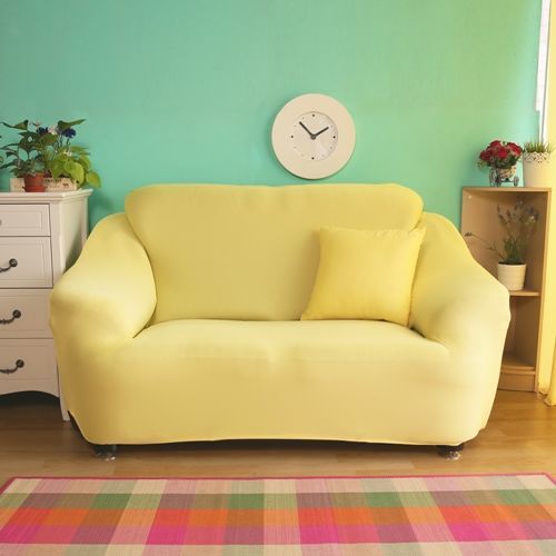 【HomeBeauty】絕對涼感冰晶絲彈性沙發罩-2人座(檸檬草)