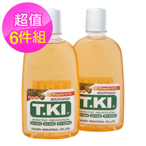 T.KI蜂膠漱口水350mlx6瓶+T.KI亮白牙膏16g體驗品x2