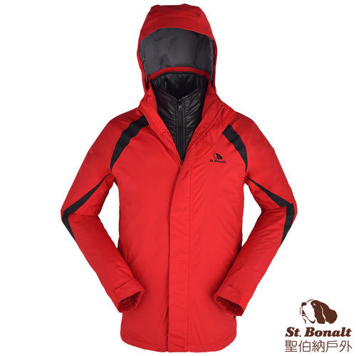 【聖伯納 St.Bonalt】男-兩件式4in1防風保暖外套-紅色(86017)