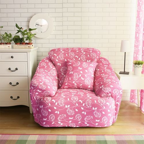 【HomeBeauty】絕對涼感冰晶絲印花彈性沙發罩-1+2+3人座-仲夏葉(粉紅)