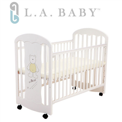 【美國 L.A. Baby】卡羅萊納嬰兒搖擺中床/童床-白色