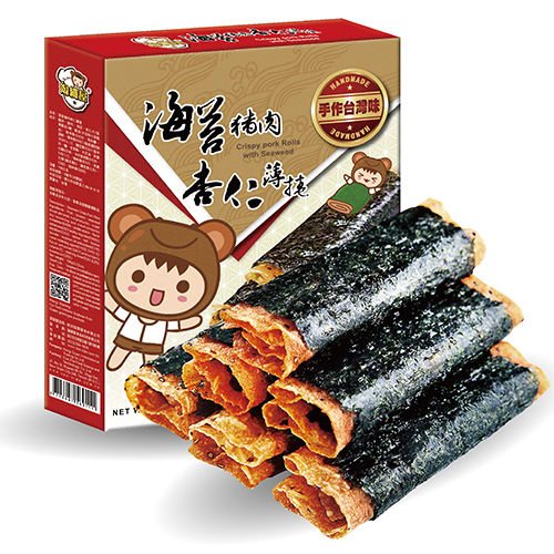 【淘纖屋】海苔豬肉杏仁薄捲-(原味、辣味、芥末)任選12盒組