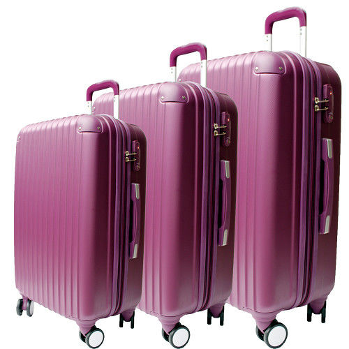 【YC Eason】皇家系列三件組可加大海關鎖款ABS硬殼行李箱(20+24+28吋-紫)