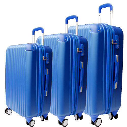 【YC Eason】皇家系列三件組可加大海關鎖款ABS硬殼行李箱(20+24+28吋-藍)