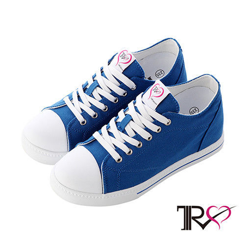 【TRS】增高7cm經典款休閒氣墊帆布鞋(7100-0008藍)