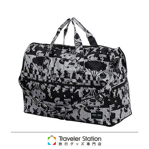 《Traveler Station》HAPI+TAS 摺疊圓形旅行袋(小)新款-135愛麗絲派對灰