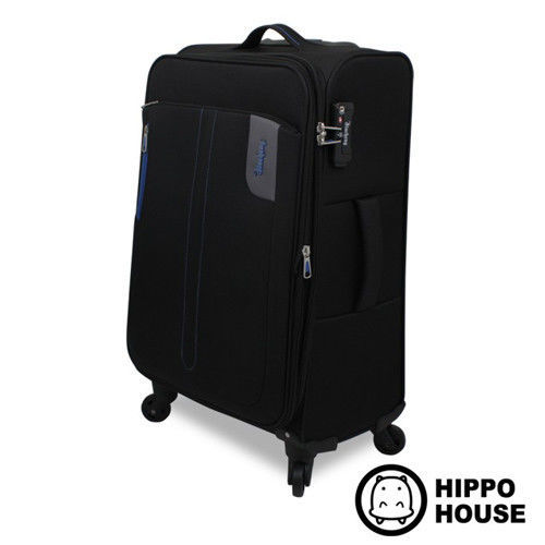 【HIPPOHOUSE】陸零參玖 - 24吋可加大耐磨超輕商務行李箱(黑藍)